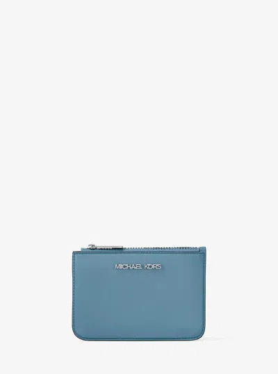 Michael Kors Jet Set Saffiano Leather Coin Purse In Blue