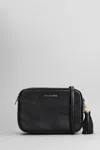 Michael Kors Jet Set Shoulder Bag In Black Leather In Black