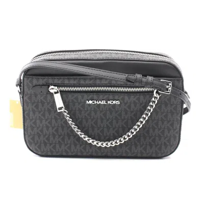 Michael Kors Jet Set Shoulder Bag Pvc Leather In Black