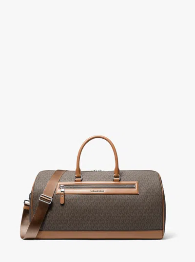 Michael Kors Jet Set Signature Logo Weekender Bag In Brown