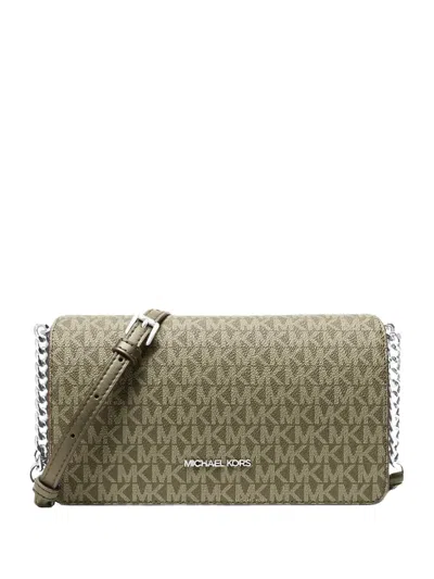 Michael Kors Jet Set Signature Logo-print Messenger Bag In Green