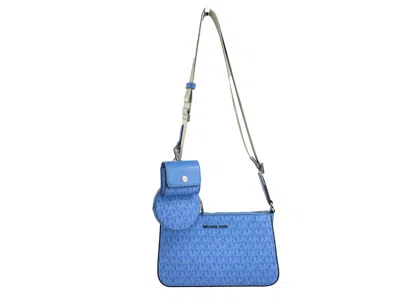 Michael Kors Jet Set Signature Pvc Crossbody Tech Attachment Bag Purse Women's Blue In Multi