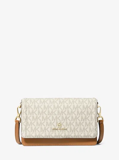 Michael Kors Jet Set Small Logo Smartphone Convertible Crossbody Bag In White