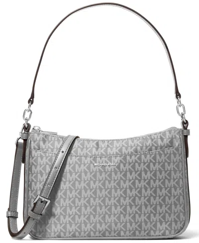 Michael Kors Jet Set Small Nylon Top Zip Pochette Crossbody Bag In Gray