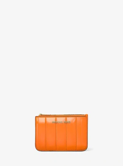 Michael Kors Jet Set Small Patent Coin Purse In Orange