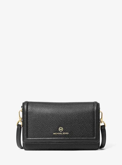 Michael Kors Jet Set Small Pebbled Leather Smartphone Convertible Crossbody Bag In Black