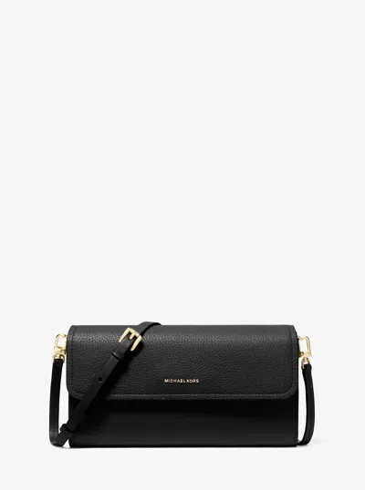 Michael Kors Jet Set Small Pebbled Leather Smartphone Crossbody Bag In Black