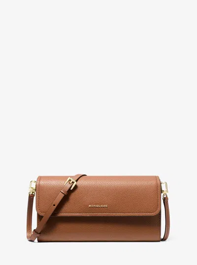 Michael Kors Jet Set Small Pebbled Leather Smartphone Crossbody Bag In Brown