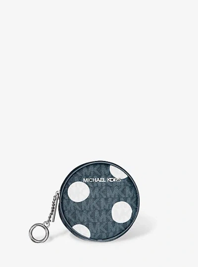 Michael Kors Jet Set Small Polka Dot Signature Logo Coin Pouch In Blue