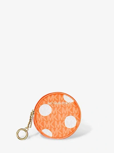 Michael Kors Jet Set Small Polka Dot Signature Logo Coin Pouch In Red