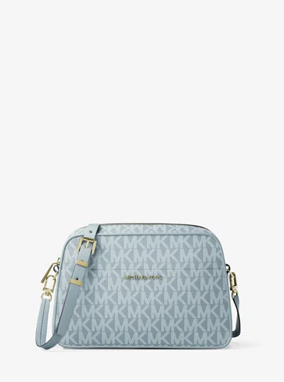 Michael Kors Jet Set Small Signature Logo Camera Crossbody Bag In Blue