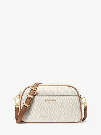 Michael Kors Jet Set Small Signature Logo Camera Crossbody Bag In Brown