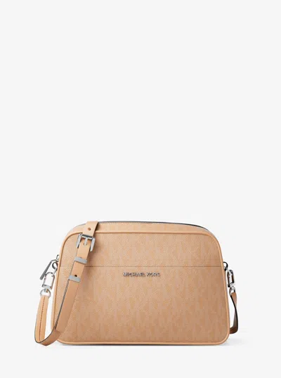 Michael Kors Jet Set Small Signature Logo Camera Crossbody Bag In Brown