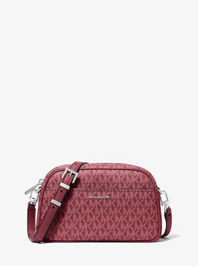 Michael Kors Jet Set Small Signature Logo Camera Crossbody Bag In Red