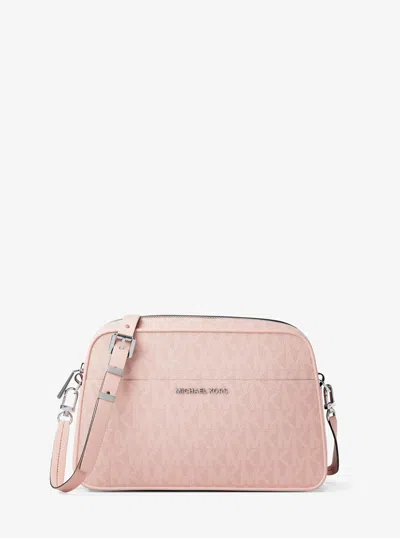 Michael Kors Jet Set Small Signature Logo Camera Crossbody Bag In Pink