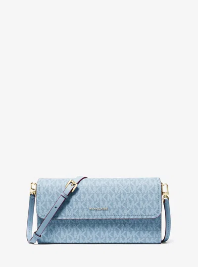 Michael Kors Jet Set Small Signature Logo Convertible Crossbody Bag In Blue