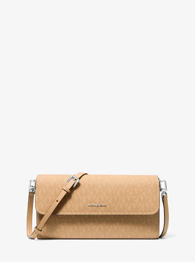 Michael Kors Jet Set Small Signature Logo Convertible Crossbody Bag In Brown