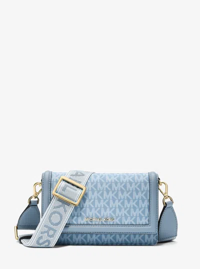 Michael Kors Jet Set Small Signature Logo Smartphone Crossbody Bag In Blue