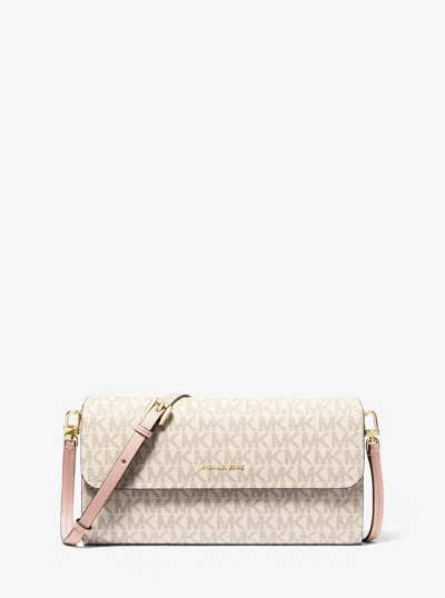 Michael Kors Jet Set Small Signature Logo Smartphone Crossbody Bag In Pink