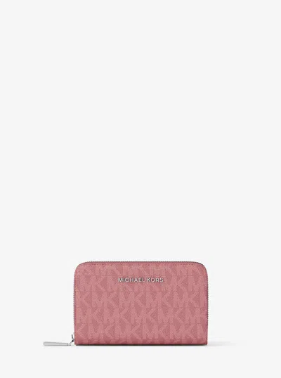 Michael Kors Jet Set Small Signature Logo Wallet In Pink