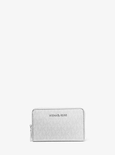 Michael Kors Jet Set Small Signature Logo Wallet In White