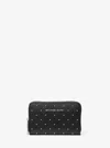 Michael Kors Jet Set Small Studded Pebbled Leather Wallet In Black