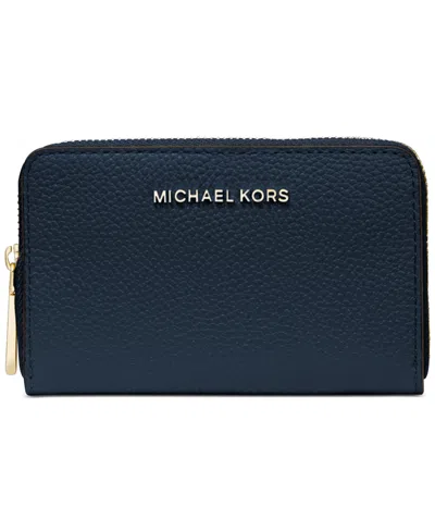 Michael Kors Jet Set Small Zip Around Card Case In Blue