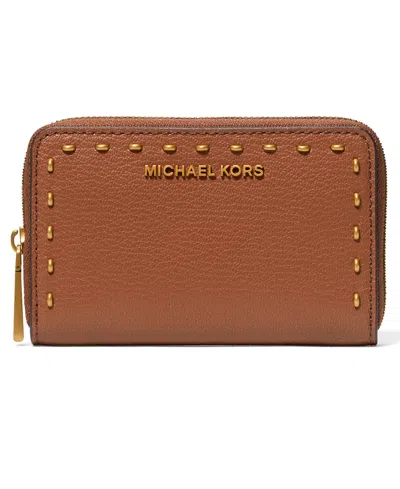 Michael Kors Jet Set Small Zip Around Card Case In Brown