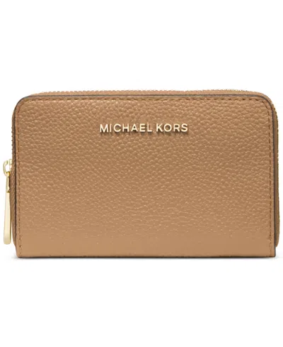 Michael Kors Jet Set Small Zip Around Card Case In Brown