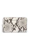 Michael Kors Michael  Jet Set Small Zip Around Leather Card Case In Natural