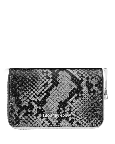 Michael Kors Jet Set Small Zip Around Card Case In Quarry Gray