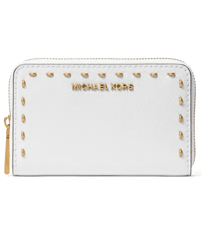 Michael Kors Jet Set Small Zip Around Card Case In White