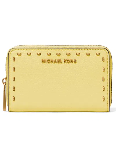 Michael Kors Jet Set Small Zip Around Card Case In Yellow