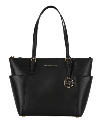 Michael Kors Jet Set Travel Large Saffiano Leather Tote Bag In Black