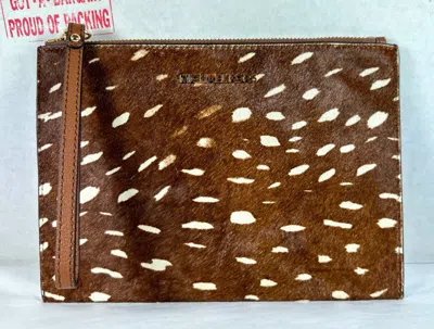 Michael Kors Jet Set Travel Brown Multi  Leather Haircalf Xl Zip Clutch Wristlet