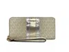 Michael Kors Jet Set Travel Center Stripe Signature Continental Wallet Vanilla Pale Gold In Multi