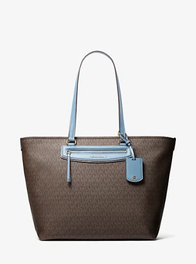 Michael Kors Jet Set Travel Extra-large Signature Logo Tote Bag In Blue