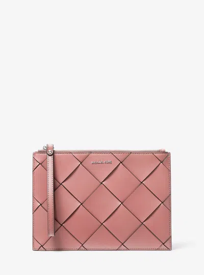 Michael Kors Jet Set Travel Extra-large Woven Leather Wristlet In Multi