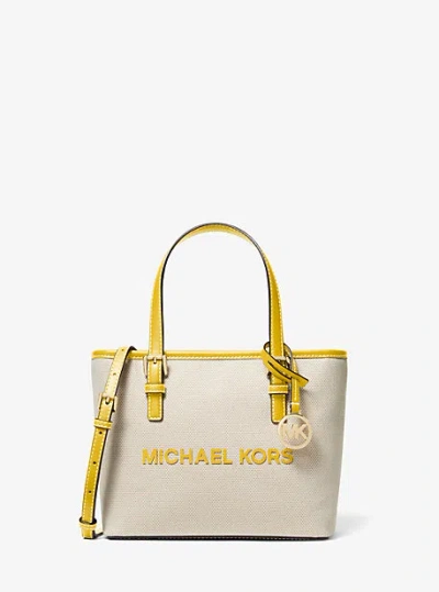 Michael Kors Jet Set Travel Extra-small Canvas Top-zip Tote Bag In Yellow
