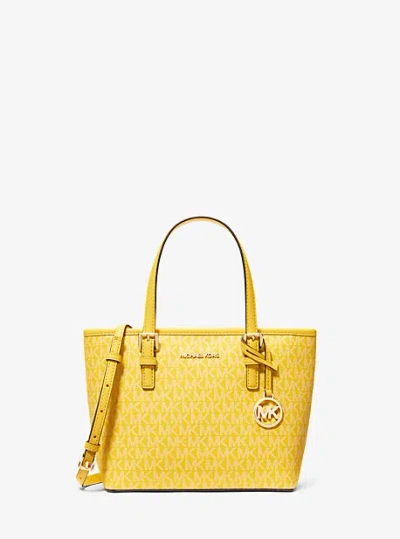 Michael Kors Jet Set Travel Extra-small Logo Top-zip Tote Bag In Yellow