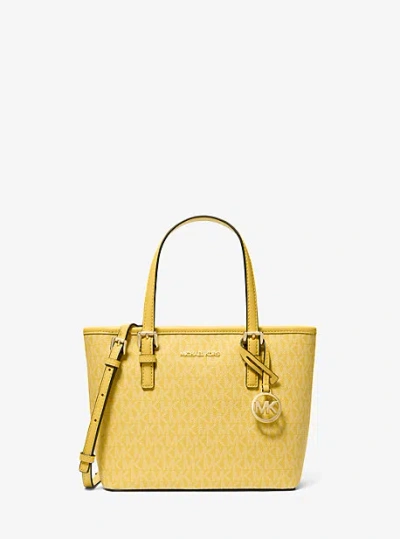 Michael Kors Jet Set Travel Extra-small Logo Top-zip Tote Bag In Yellow