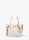 Michael Kors Jet Set Travel Extra-small Saffiano Leather Top-zip Tote Bag In Natural
