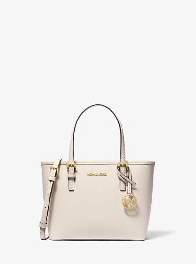 Michael Kors Jet Set Travel Extra-small Saffiano Leather Top-zip Tote Bag In Natural