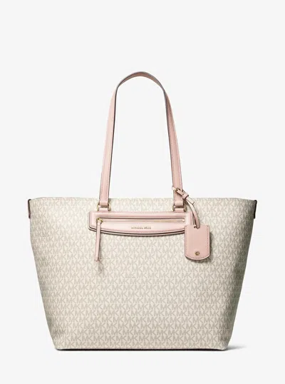 Michael Kors Jet Set Travel Extra-large Signature Logo Tote Bag In Neutral