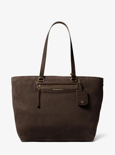 Michael Kors Jet Set Travel Extra-large Suede Tote Bag In Brown