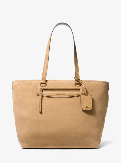 Michael Kors Jet Set Travel Extra-large Suede Tote Bag In Neutral