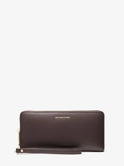 Michael Kors Jet Set Travel Large Leather Continental Wallet In Brown