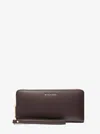 Michael Kors Jet Set Travel Large Leather Continental Wallet In Brown