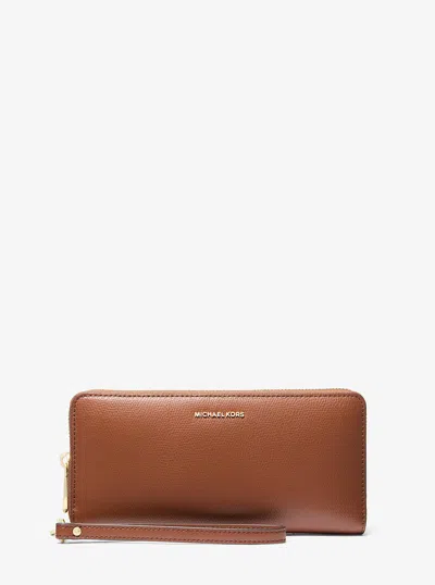 Michael Kors Jet Set Travel Large Leather Continental Wallet In Brown
