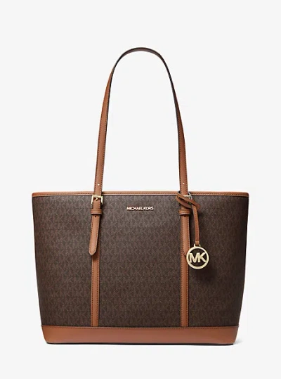 Michael Kors Jet Set Travel Large Logo Tote Bag In Brown